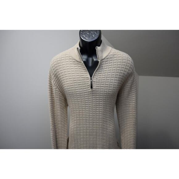 Coofandy 1/4 Zip Pullover Knitted Sweater Beige Long Sleeve Mens Size Large - Picture 3 of 9